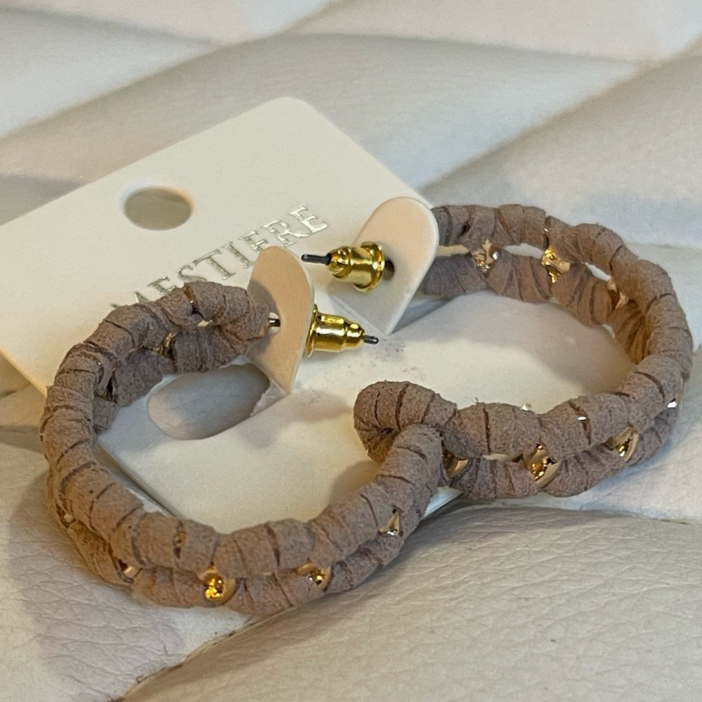 Faux Suede and Gold Hoop Earrings